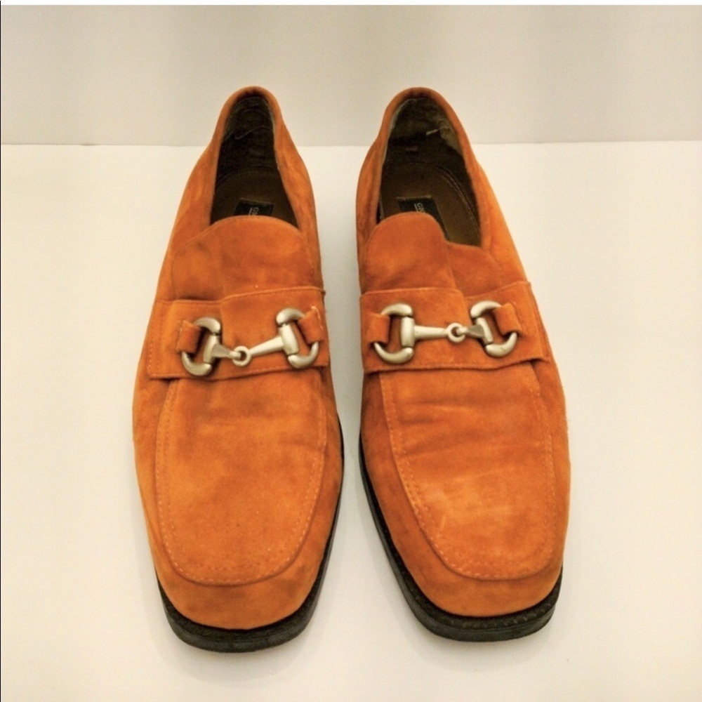 Giorgio Brutini Rust/Orange Suede Loafers with Silver hardware 12